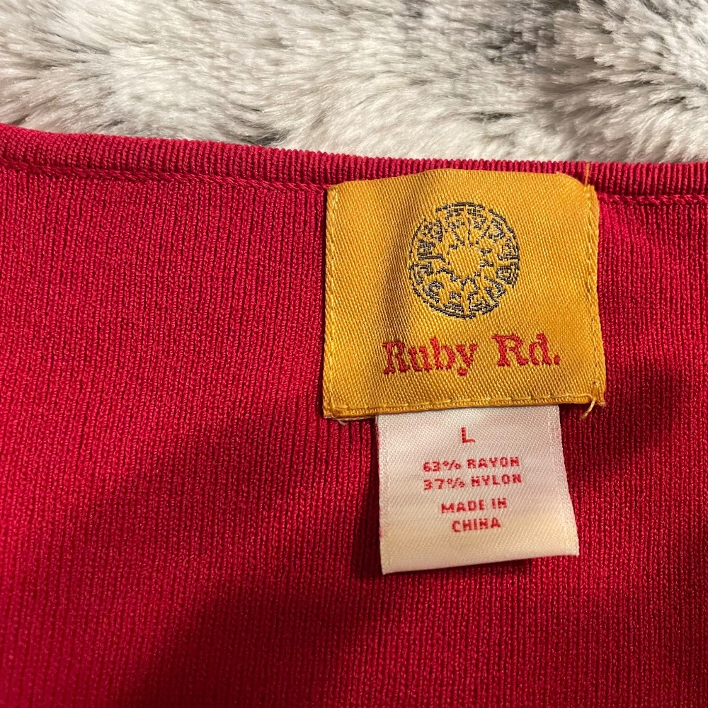 Ruby Rd. Bedazzled Red Sexy Bedazzled  sweater-top, size L - Picture 6 of 7